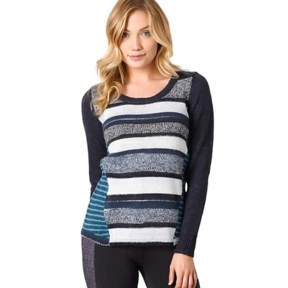 NWT Prana Wool Blend Nautical Striped Seffi Sweater Size Large - Picture 1 of 12